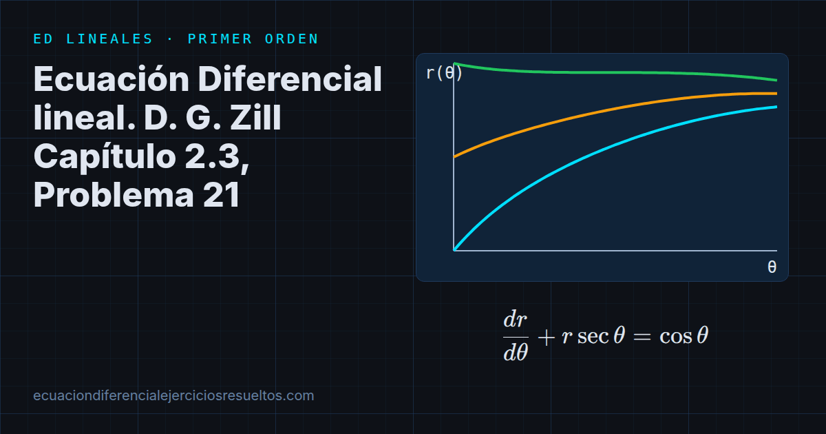Ecuacion Diferencial lineal. D. G. Zill Capitulo 2.3, Problema 21