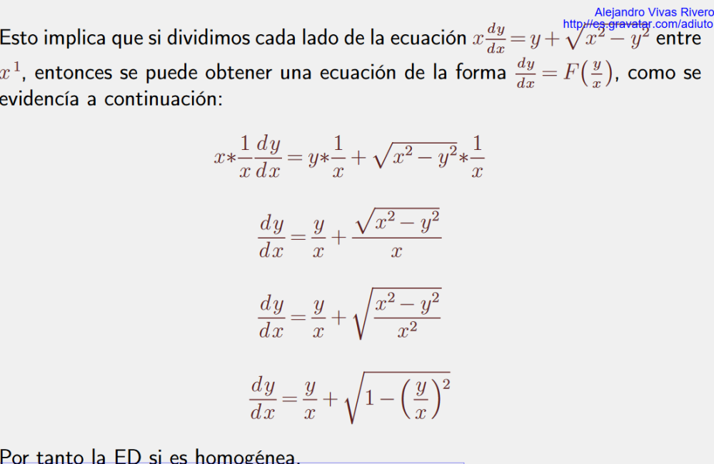 Ecuacion Diferencial Homogenea de 1er orden. Concepto de homogeneidad - Imagen 3
