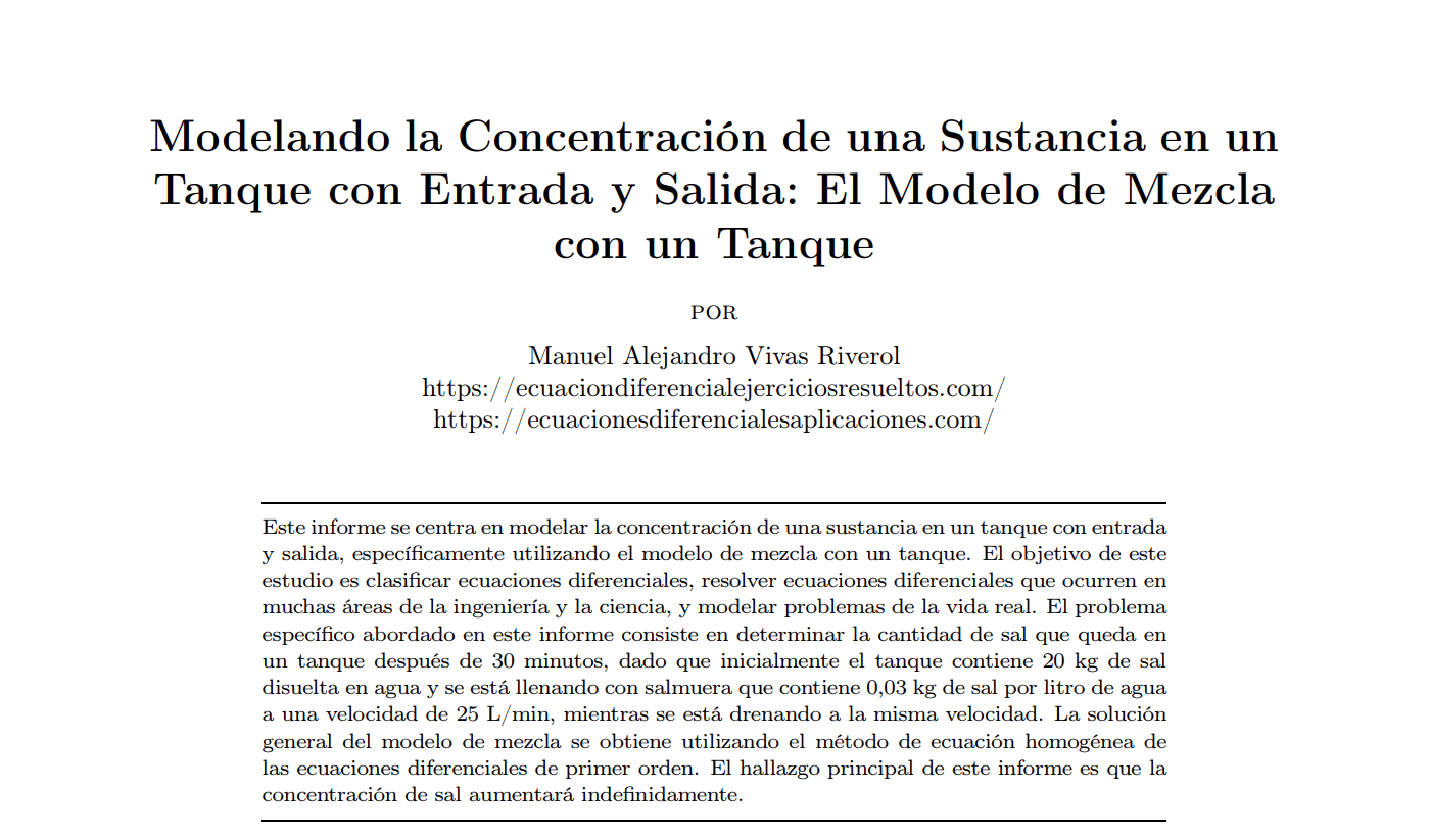 Modelando la concentración de una sustancia en un tanque