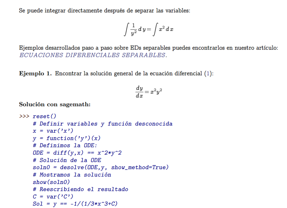 Ecuaciones Diferenciales de Primer Orden Sagemath Python Lineales y No Lineales paso a paso - Imagen 5